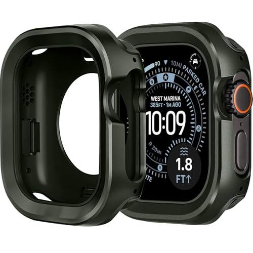 [Miimall] Apple Watch Ultra 49mm �ϏՌ��P�[�X �A���~�`�^������+ TPU �o���p�[ �����Y �R�p�K�i ��� ����~�߃V�F�� �X�^�C���b�V���J�o�[ �A�b�v���E�H�b�` �E���g�� 3/2/1 �Ή� �n�[�h�P�[�X�i�O���[���j