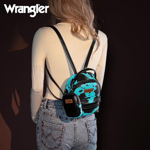 Image of Montana West Wrangler Mini Backpack Cute Cow Print Backpack Purse for Girls and Women, Turquoise WG133-8600TQ