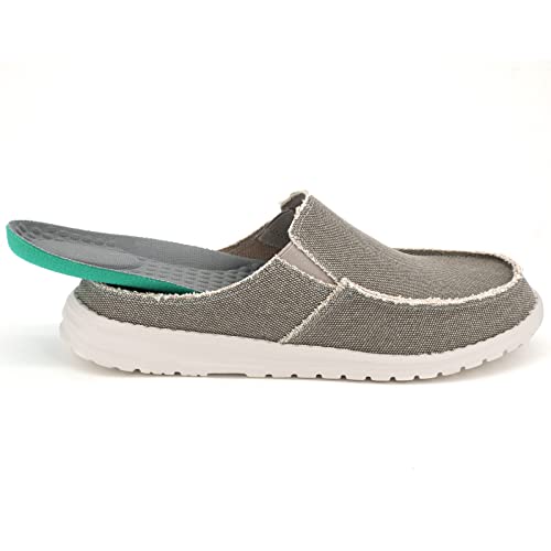 Lazystep Men's Slip-On Loafer Casual Slide Slipper With Natural Latex Footbed, Pale Grey, Size 9 #TOP2