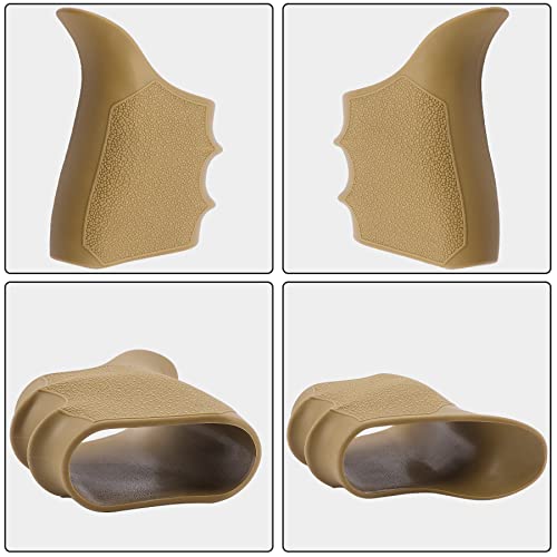 Aggxpf Rubber Grip Glove Sleeve, Slip-On Grip Compatible With Glock 19/G23/G32/G38, Gen 1/2/5 (Tan) #TOP3