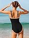 Qaoerde Girls Swimsuit Bathing Suits Size 8-10 Solid Color One Piece Swimsuits Colorful Contrast Trim Bathing Suit Adjustable Straps Girls' Swimwear Black 9-10Y