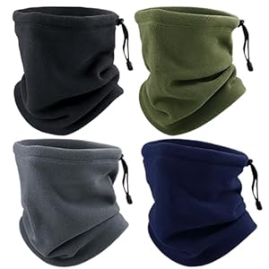 SKHAOVS 4 Pièces Cache cou Hiver, Echarpe Tube Polaire, Tour de Cou Élastique Polaire Fleece, Cache Cou en Polaire, Echarpe Tube Homme Femme, Cache oreilles Coupe vent pour Ski et Cyclisme