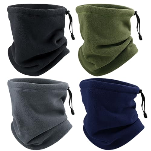 SKHAOVS 4 Pièces Cache cou Hiver, Echarpe Tube Polaire, Tour de Cou Élastique Polaire Fleece, Cache Cou en Polaire, Echarpe Tube Homme Femme, Cache oreilles Coupe vent pour Ski et Cyclisme