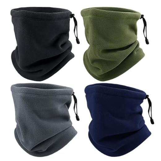SKHAOVS 4 Pièces Cache cou Hiver, Echarpe Tube Polaire, Tour de Cou Élastique Polaire Fleece, Cache Cou en Polaire, Echarpe Tube Homme Femme, Cache oreilles Coupe vent pour Ski et Cyclisme