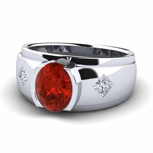 Ruby Rings for Men 925 Sterling Silver 10K 14K 18K Gold Red Ring for Men Signet Band Ring Size6-144