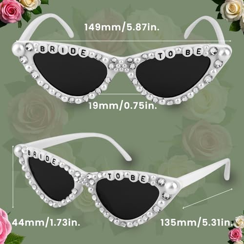Bride Sunglasses - White Cat Eye Heart Bride Glasses for Bachelorette Party, Engagement Decorations, Bridal Shower Accessory (Cat eye)3