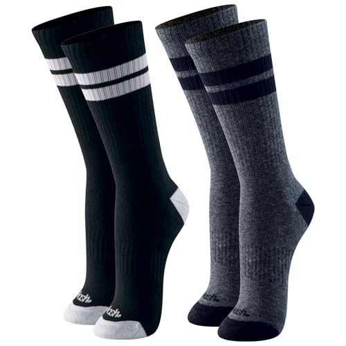 MASH Kit 2 Pares Meias Esportiva Cano Alto Atoalhada em Algodão Punho Canelado Masculina, 1 Cinza Mescla Escuro e 1 Preto, 39-44