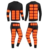Beheizte beheizbare Unterwäsche Set Herren Damen, USB-Aufladung 52 Zonen intelligent beheizbar Oberteile und Hosen, 3 Gang Temperaturregelung Thermounterwäsche Set für Kalte Ski Angeln Radfahren