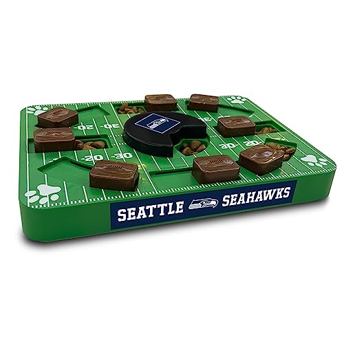 Image of Pets First NFL Seattle Seahawks Puzzle Toy for Dogs, Slow Feeder Board for Pets, Interactive Doggie Treat Toy