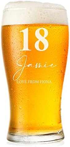 ukgiftstoreonline Engraved Personalised 18th Birthday Signature Pint Beer Glass Gift Boxed
