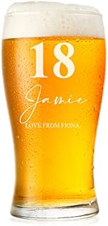 ukgiftstoreonline Engraved Personalised 18th Birthday Signature Pint Beer Glass Gift Boxed