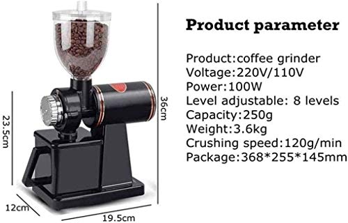 ZOUSHUAIDEDIAN Kaffeemühle, konische Grat-Mühlen-Mühle mit 8 Schleifeinstellungen von Ultra-fein bis grob, for… – Bild 8