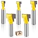 5-tlg Fräser 8mm Schaft, nutfräser, Fräser Schaft, T nut fräser, T-Nutfräser, T-Track Schlitz Holz Fräser, T-Nutfräser Set, Fräser Schaft Cutter Router