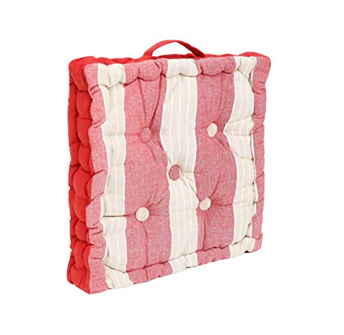 thesecrethome.es   Cojín de Suelo Doble Cara   Asiento con Asa Acolchado de 40 x 40 cm para Interior y Exterior   Cojín Silla Algodón 100%   Decoración Hogar (Rojo/Beige)