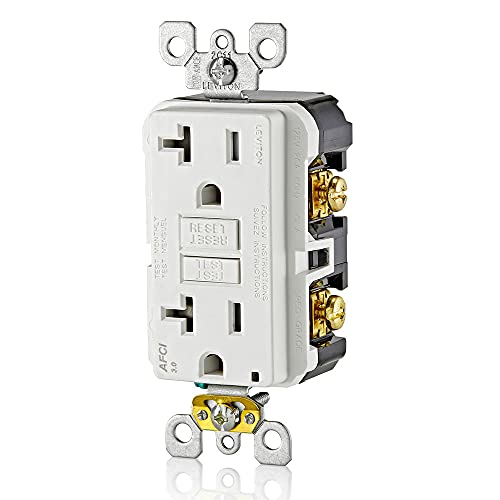 Image of Leviton AFCI Outlet, 20 Amp, Self Test, Tamper-Resistant with LED Indicator Light, Protection from Electrical Fires, AFTR2-W, White
