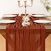 Socomi Thanksgiving Fall Table Runner Terracotta Cheesecloth Gauze Burnt Orange Boho Rustic Farmhouse 120 inch 10FT Cheese Cloth Runner for Wedding Party Baby Shower Home Decor Holiday Decorations #4