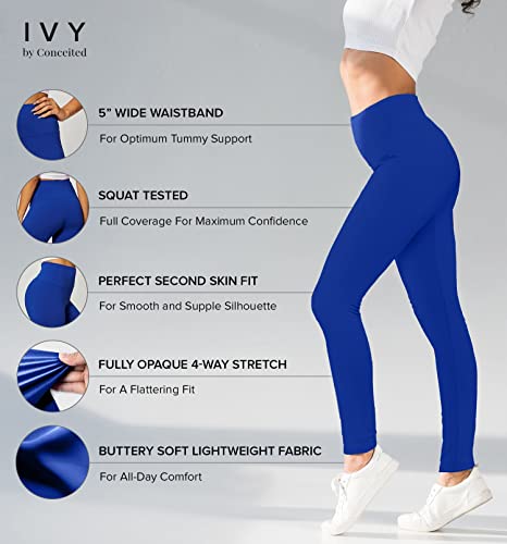 Royal Blue Premium Buttery Soft High Waisted Leggings For Women - 5" Wide Band - Workout Leggings For Women Tummy Control - Small - Medium - Sl5-Full-Royal-Sm #TOP1