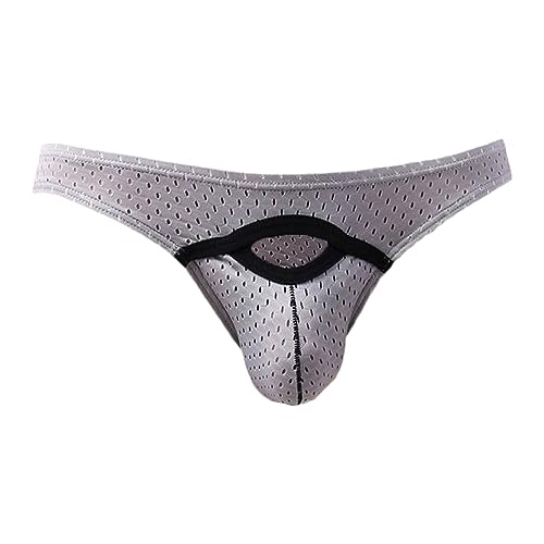 Maiyifu-GJ Men's Low Rise Cool Hip Bikini Briefs Sexy Transparent Underwear G-String Breathable Ice Silk Thong
