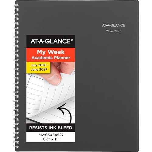 AT-A-GLANCE Planner 2026-2027 Weekly & Monthly Academic 12-Month July-June, 8-1/2" x 11", DayMinder, Charcoal (AYC54545)