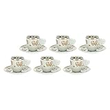 Maße: Tasse Ø 6 cm, H 6,1 cm, 70 ml. Untertasse Ø 12 cm