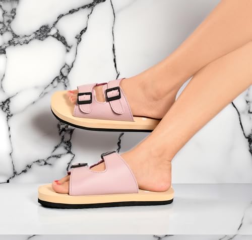 Image of Duosoft Flip Flop for Women | Soft Comfortable | Breathable | Fashionable | Stylish | Trendy | Super soft | Lightweight | Anti-Slip Sole | Indoor & Outdoor |Dw-033-Pink