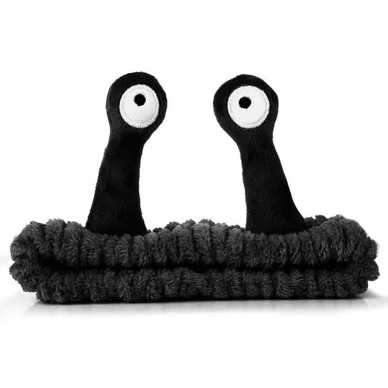 Diadema de Spa para Maquillaje y Cuidado Facial con Diseño de Caracol - Banda de Felpa Suave para el Cabello, Ideal para Rutinas de Belleza, Tratamientos Faciales y Maquillaje - Negro
