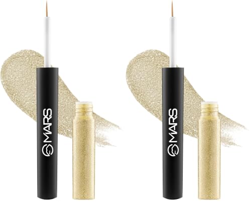 Image of MARS Twinkle Wink Glitter Eyeliner (1.6 ml) (04-DUO-DAZZLE) | Long-Lasting Sparkle Liquid Liner | Smudge-Proof, Quick-Dry Eye Makeup for Party, Wedding & Festival (Pack of 2)