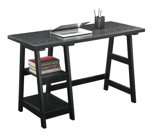 Convenience Concepts Designs2Go Trestle Desk With Shelves, Black #TOP3