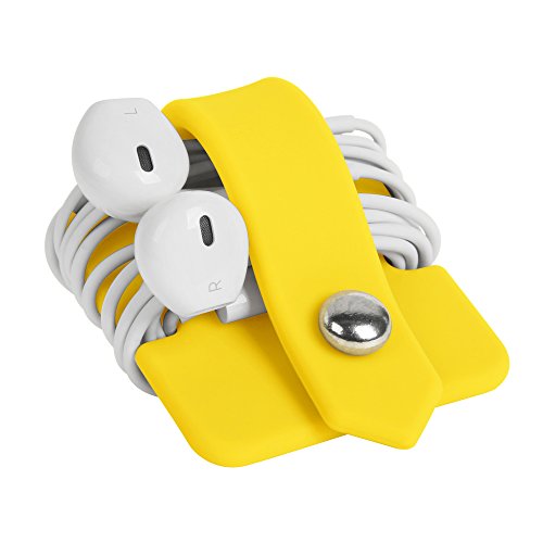 Image of Portable Electronic Device Cover Cord Organizer for Earphones, Yellow