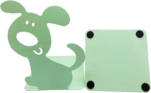 Miniatura 6 de Artkingdome Sujetalibros de metal con forma de cachorro de dibujos animados, para perros, antideslizantes, regalo decorativo verde, 1 par