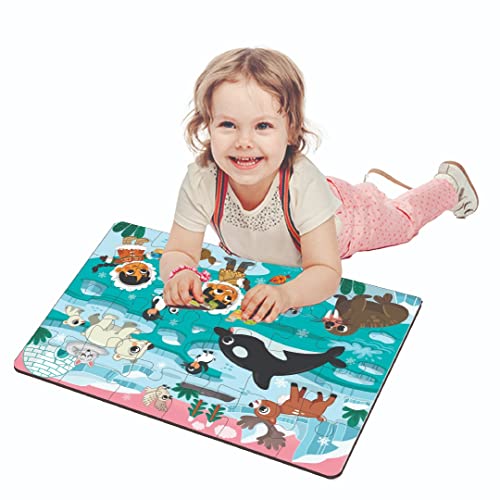 Image of Mini Leaves 24 Piece Polar Adventure Jigsaw Puzzle - Wooden Educational Toys for Kids 3+ Years - Safe & Durable Pre-School Gift