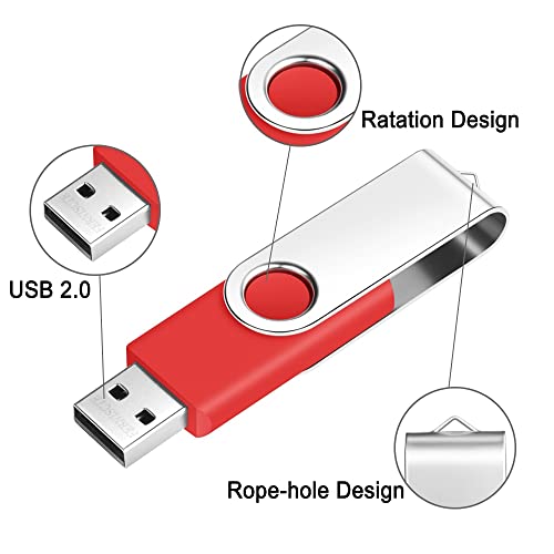 8 GB Memory Stick Bulk 10 Pack USB 2.0 Sticks - Multipack Portable PenDrive 8 GB Value Flash Drive met Lanyards - Rode… - Afbeelding 6