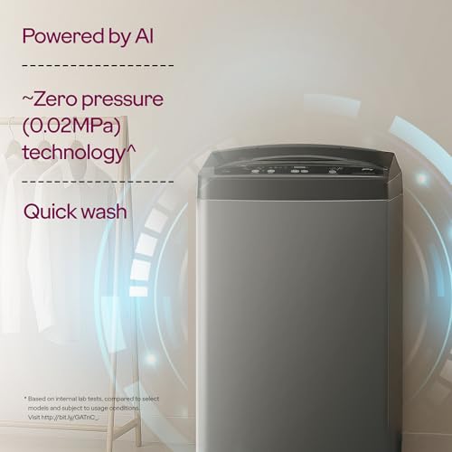 Image of Godrej 7.5 Kg 5 Star Rollercoaster Wash Tech, Fills Tub At ~0 Water Pressure, Strong Wash Waves, Steel Drum Fully Automatic Top Load Washing Machine (WTEON ALP 75 5.0 FDTN GPGR, Graphite Grey)
