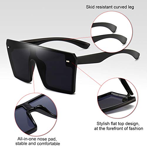 Dollger Oversized Square Sunglasses for Women Men Retro Shades Fashion Big Flat Top Mirror Rimless Lens4