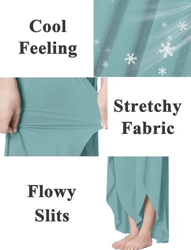 Image of EXARUS Girls Flowy Pants Dance Palazzo Wide Leg Teen Casual Baggy | Tween Split Loose Trousers Elastic High Waisted Vacation Beach Bottoms Youth Front Slit Junior Kids Size 6-12Y