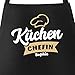 SpecialMe® Küchen-Schürze mit Namen Aufdruck Küchenchef individualisierbar Kochschürze Männer Frauen personalisierte Geschenke Küchenchefin schwarz Unisize