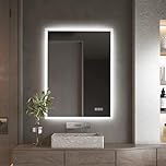 furduzz Bathroom LED Mirror, 700x500mm Illuminated Backlit Bathroom Mirror with LED Light, Wall Mounted Vanity Mirror with 3 Color Light Dimmable, Anti Fog, Memory Function, Vertical/Horizontal