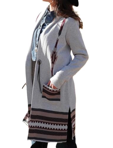 Cruel Girl Women's Gray Knit Southwest Sweater Duster - CWK7408003