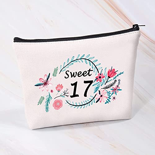 Mbmso Sweet 17 Makeup Bag Happy 17Th Birthday Gift Bag 17 Year Old Girl Gifts Inspirational Gifts Always Remember You Are Braver Than You Believe (Sweet 17) #TOP3