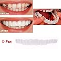 DXJJ 5Pcs Veneers Teet, Cosmetic Teeth - Temporary Smile Comfort Fit Flex Cosmetic Teeth One Size Fits Most Comfortable Tooth Venee