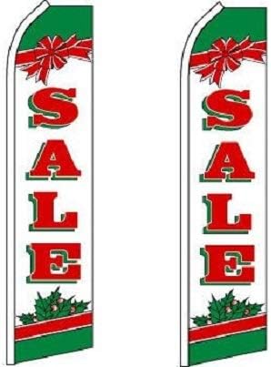Sale ChristmasFlags Pack of 2 (Mount and Poles are Not Included)| 2.5 ft by 11.5 ft Advertising Sale Flags | Weatherproof Polyester Sale Signs For Business | Outdoor Signs
