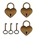 MagiDeal Set of 3 Vintage Heart Shape Padlock with Keys Lock Set - Antique Brass M