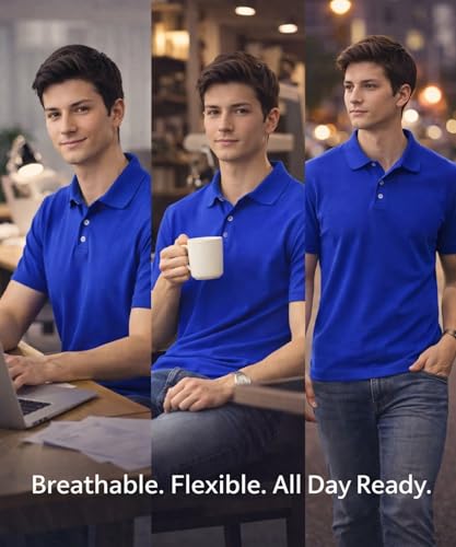 Image of AWG ALL WEATHER GEAR Men's Cotton Blend Polo T-Shirt | Plain Regular Fit | Soft Breathable Fabric | Casual & Formal Wear | Half Sleeve | Collared T-Shirt | Mens Tshirts | Tees for Man