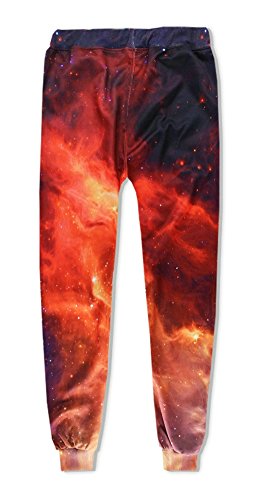 Ffox Men's 3D Stars Space Printed Hedging Hoodies Sweatshirts Sweatpants Set