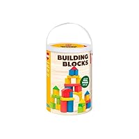 ADEPTNA 100PCS CONSTRUCTION WOODEN COLOURFUL BUILDING BLOCKS CHILD CHILDREN KIDS TOY FUN EDUCATIONAL BRICKS (100 PIECES BLOCKS)
