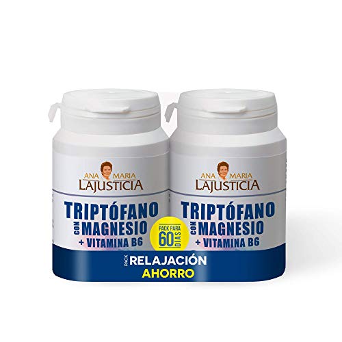 Ana Maria Lajusticia – PACK Triptófano con magnesio + VIT B6 – 120 comprimidos. Reduce la ansiedad, el cansancio y regula el reloj interno. Apto para veganos.