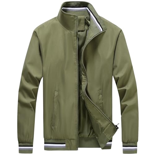 Image of PEGENO Men's Lightweight Jacket Spring Fall Thin Flight Bomber Jacket Sportwear Full Zip Windbreaker Casual Coat