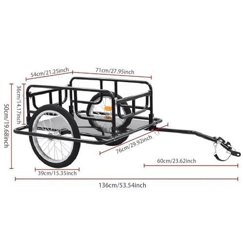 Remolque de carga para bicicleta, resistente, capacidad de carga de 60 kg, diseño plegable, enganche universal para un transporte cómodo