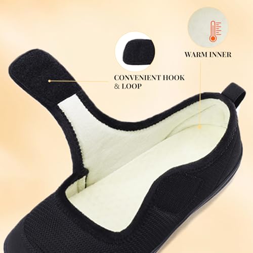 Rihero Womens Slippers Wide Width Diabetic Shoes Edema House Barefoot Walking Shoes Adjustable Indoor Outdoor Slippers3