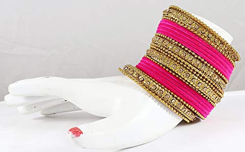 Image of NMII Get your traditions Valentine Gift for Girls & Women Silk Thread Bangle Set With Zircon For Womne & Girls
